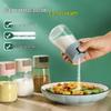 Kitchen Glass Salt Bottle with Quantitative Dispenser - Press-Type Sealed Seasoning Jar