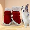 4pcs/set Windproof Santa Dog Shoes Warm Dog Snow Boots Fashion Dog Christmas Boots Winter
