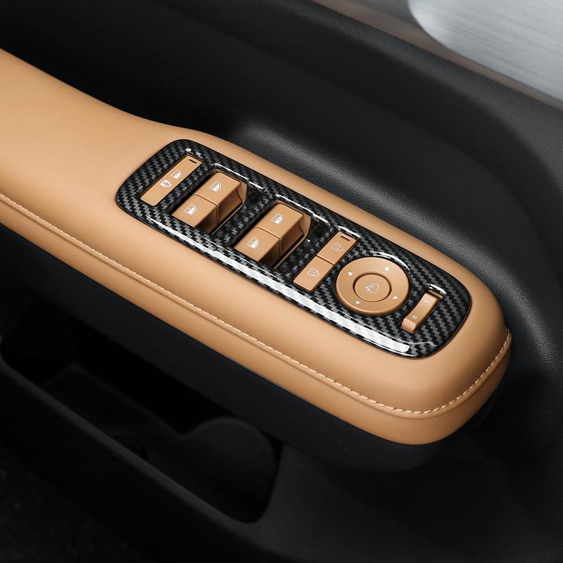 Для Hyundai Santa Fe MX5 2024 2025 Стиль под карбон Накладка на кнопку стеклоподъемника Рамка декоративной панели подлокотника двери Внутренняя отделка LHD/RHD
