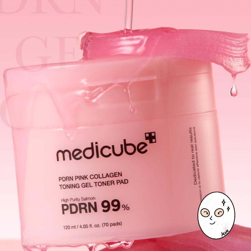 Medicube Тонер-пэды с тонизирующим гелем с PDRN и розовым коллагеном (70 пэдов)