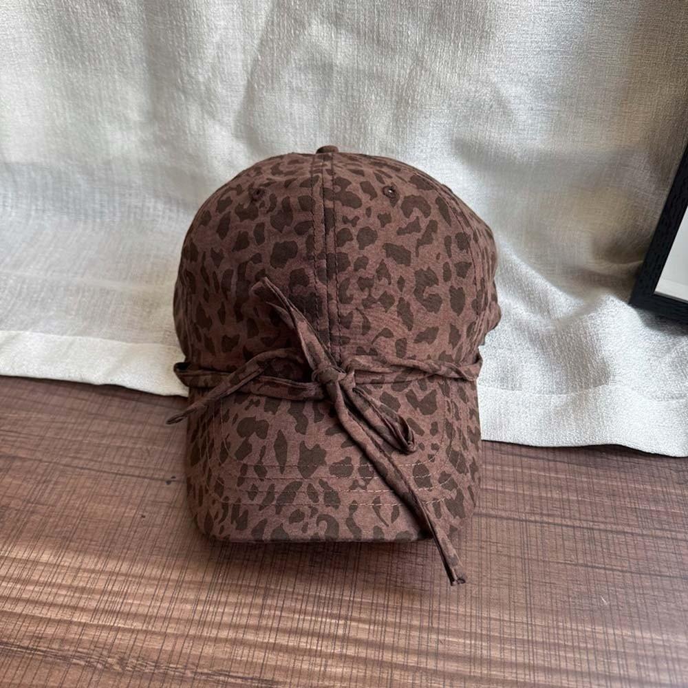 Sunscreen Leopard Print Bow Baseball Cap Sunshade American Style Casquette Cool Girls