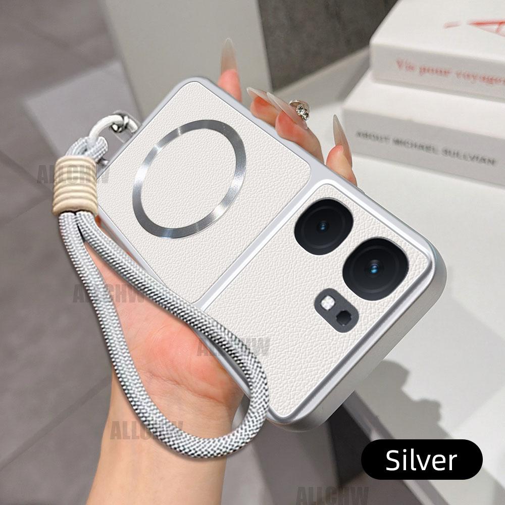 Для Vivo IQO Neo9 5G Для Magsafe Чехол с беспроводной зарядкой Для Vivo IQO Neo9 5G С ремешком Чехол из ПУ овечьей кожи