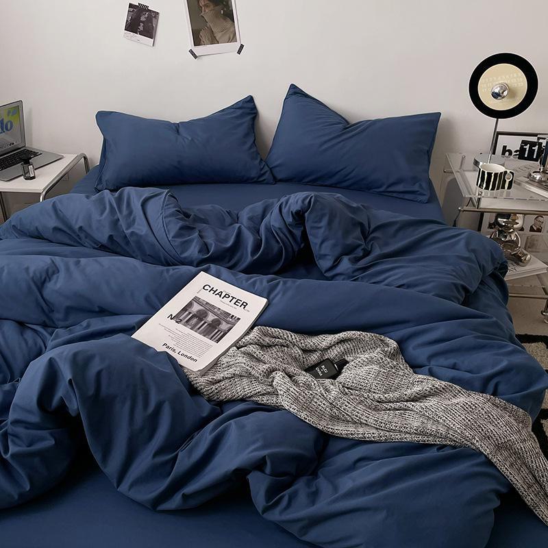 Комплект постельного белья в японском стиле, однотонный, приятный для кожи: Простыня, пододеяльник и наволочка 