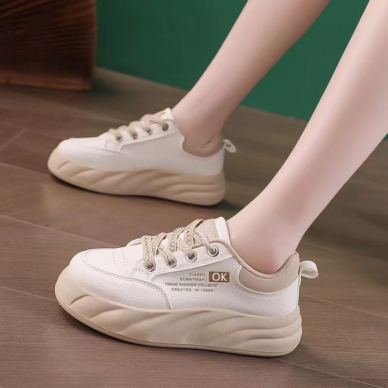 Autumn Women's Shoes Skate Shoes New Platform Casual All-Match White Shoes Original Platform Height Increasing Niche Shoes