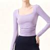 Женский топ для йоги с длинным рукавом и ощущением второй кожи, со встроенным бюстгальтером, облегающий спортивный топ для фитнеса и пилатеса - CX501.
