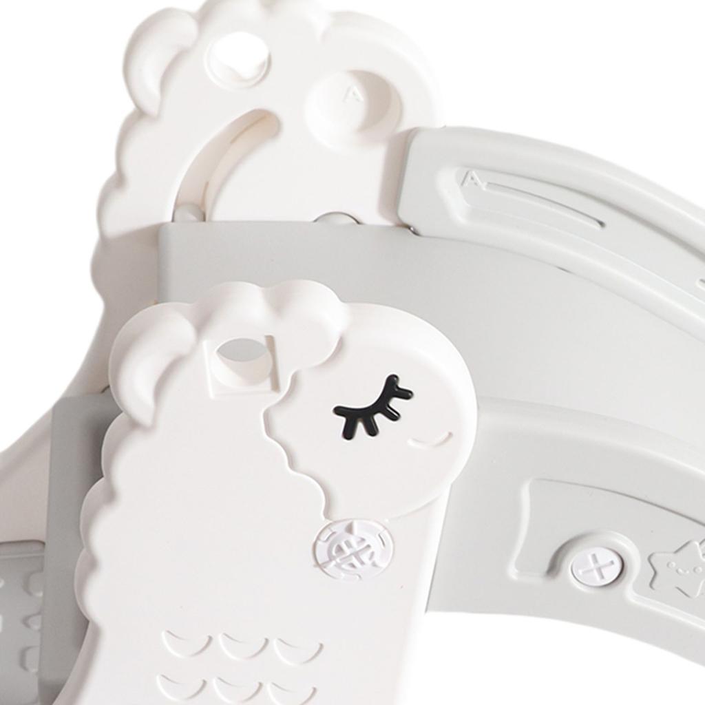 Kids Indoor Sliding Slide Freestanding Folding 2 Stairs Stable Base Climber Play Slide for Toddlers White Gray