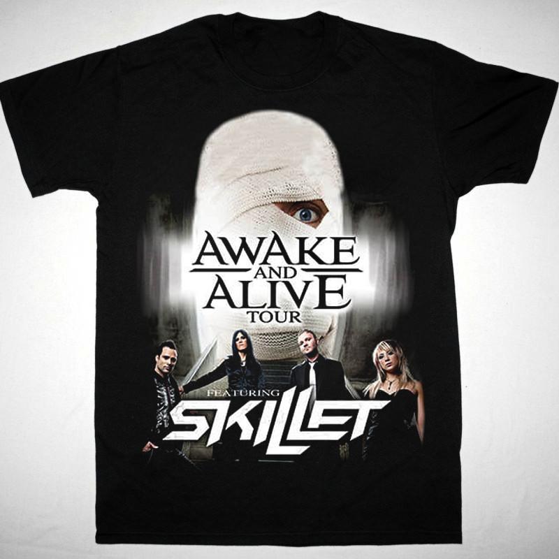 Футболка Skillet Awake And Alive, короткий рукав, хлопок, черная, мужская S-5XL, BE1890, унисекс