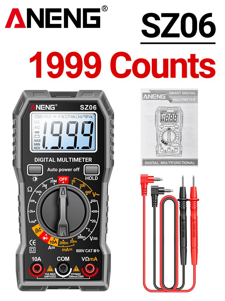 Digital Multimeter AC/DC Ammeter 1999 Counts Multitester 600V Voltmeter Multimetr Voltage Resistance Meter Diode Tool ANENG SZ06