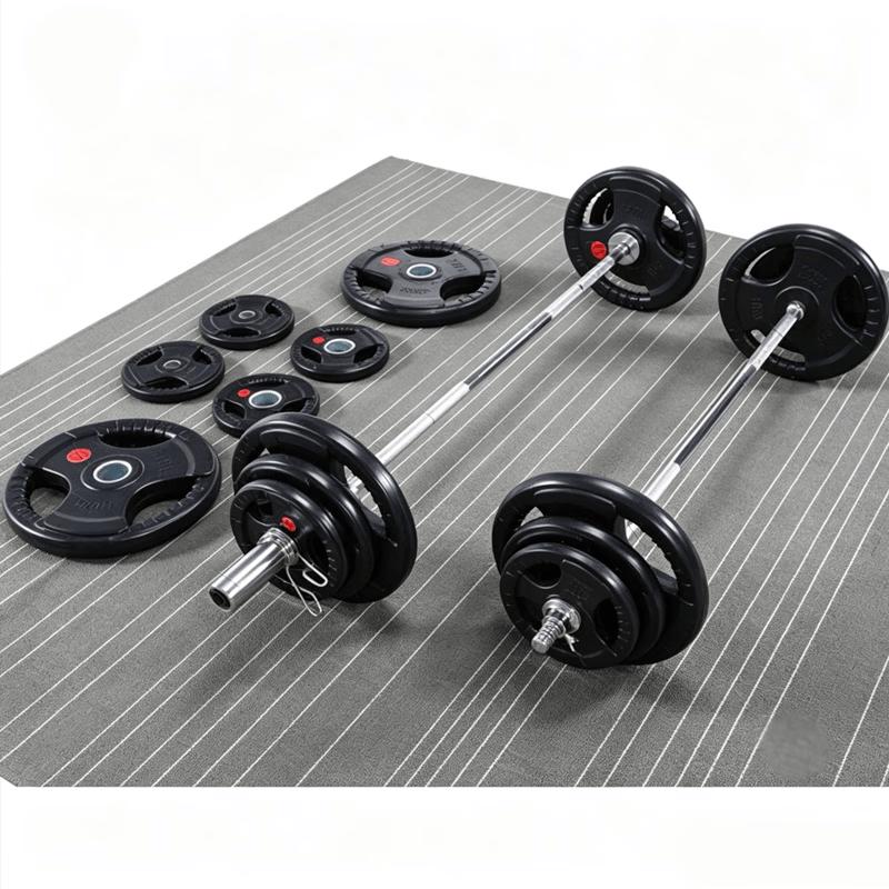 Adjustable Cast Iron Rubber Coated Barbell Set