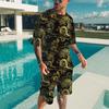 Men's Casual Dragon print T-Shirt & Shorts Set Summer Breathable Two-Piece Outfit for Beach, Vacation & Outdoor Leisure