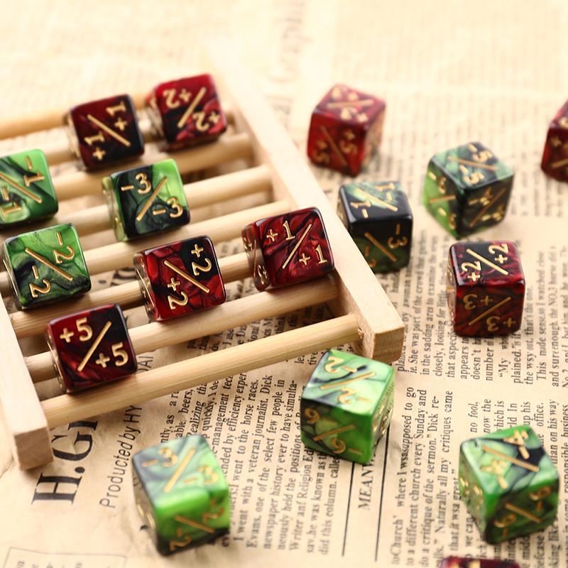 10 шт. 16 мм 6-гранные кубики-счетчики 1/-1 Кубики Детская игрушка Кубики для счета Для MTG Карточных игр Жетоны Кубики лояльности