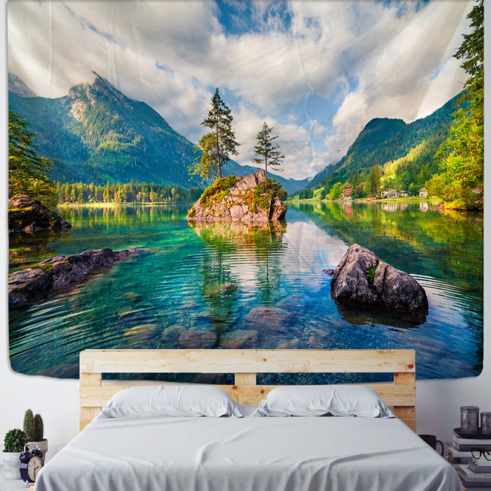 Природный пейзаж гобелен настенный красивый богемный растительный принт полиэстер украшение стены спальни фоновая ткань