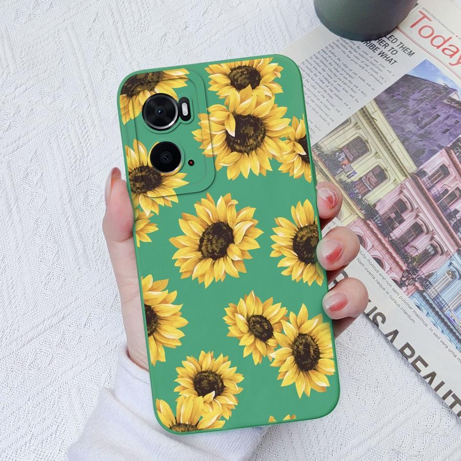 Чехол для OPPO A96 A78 A94 A8 A9X A76 A73 A93 A74, чехол с изображением подсолнуха и бабочки, роскошная противоударная защита для экрана, матовый мягкий силикон для бампера OPPO