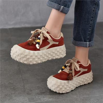 Повседневная обувь из натуральной кожи на шнуровке, легкая, на толстой подошве, увеличивающая рост, женская обувь на платформе