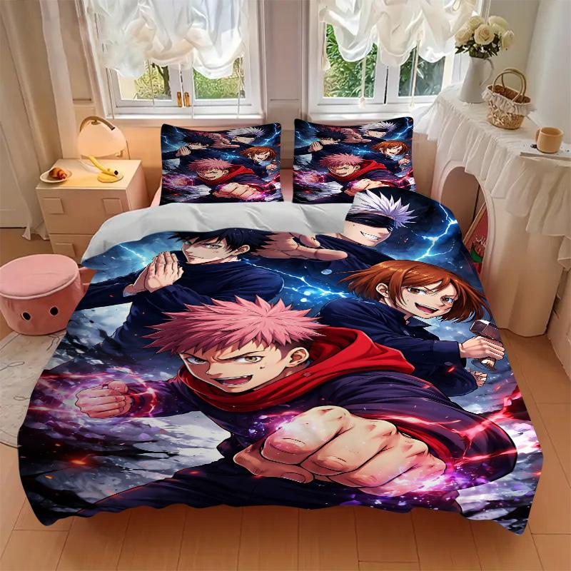 Powerful Anime Heroes Print 3Pcs Bedding Setduvet Cover With 2 Bedropillowcase Home Birthday Gift