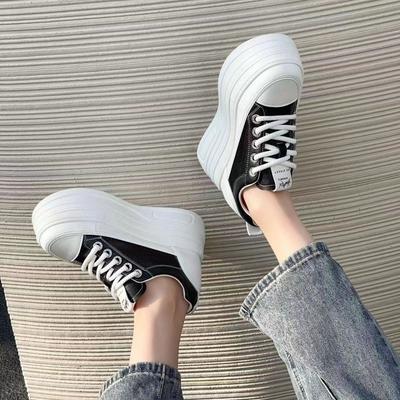 Туфли на платформе белые женские весна 2024 новые увеличивающие рост женские туфли универсальные туфли-буфы популярные повседневные туфли для детей