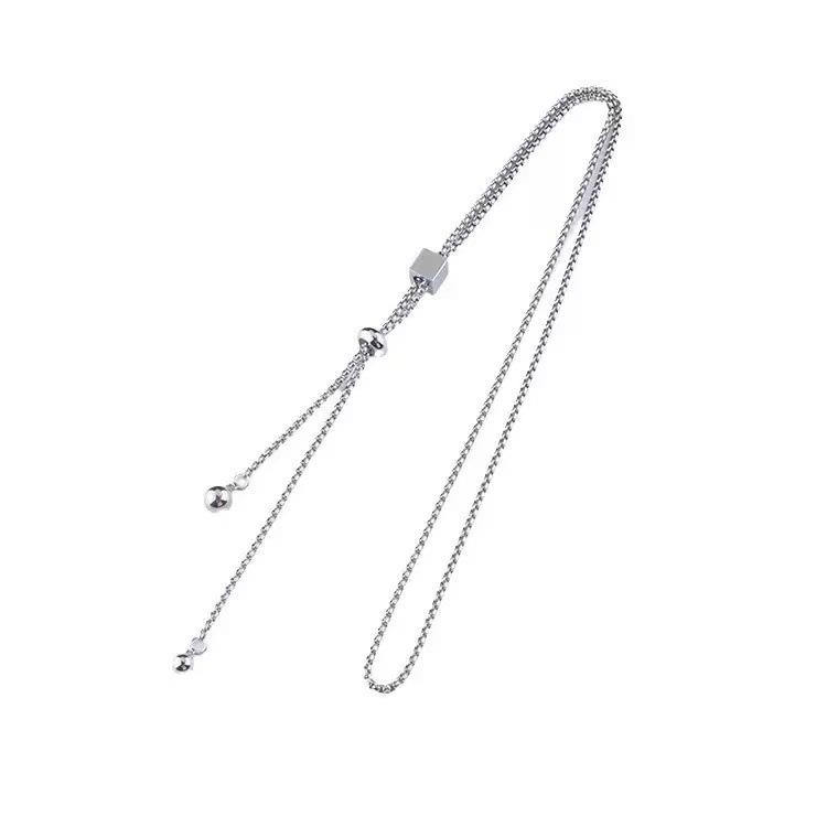 Регулируемое Длинное Ожерелье из Нержавеющей Стали - Модный, Универсальный Дизайн с Многослойной Цепью