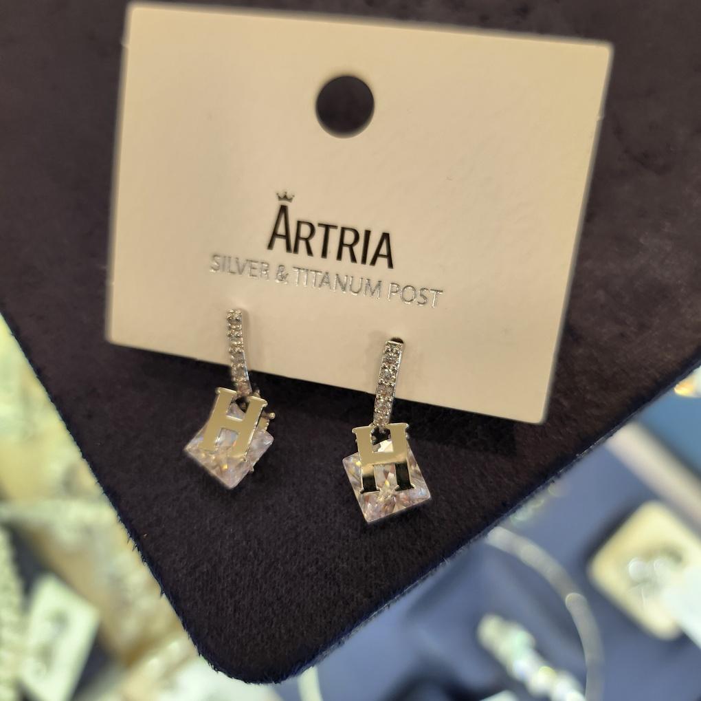 ARTRIA H Квадратные Кубические E Хрустальные Серьги AlJTOERDG0012WHF