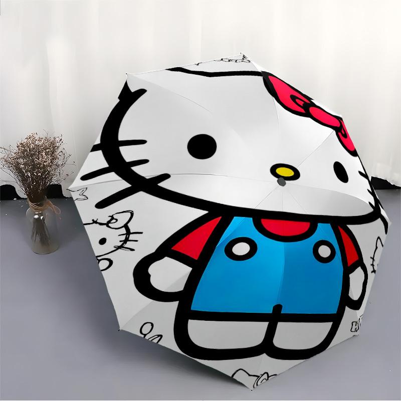 1 шт. Автоматический зонт-трость Hello Kitty с открыванием/закрыванием, 8 ребер, прочный каркас, компактный, для мужчин и женщин S1222011