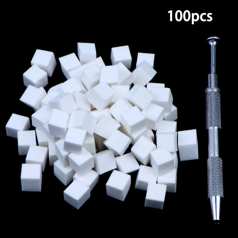 Nail Art Sponge Kit 100Pcs with Grabbing Pen Reusable DIY Gel Polish Glitter Nail Design Tools for Professional Use