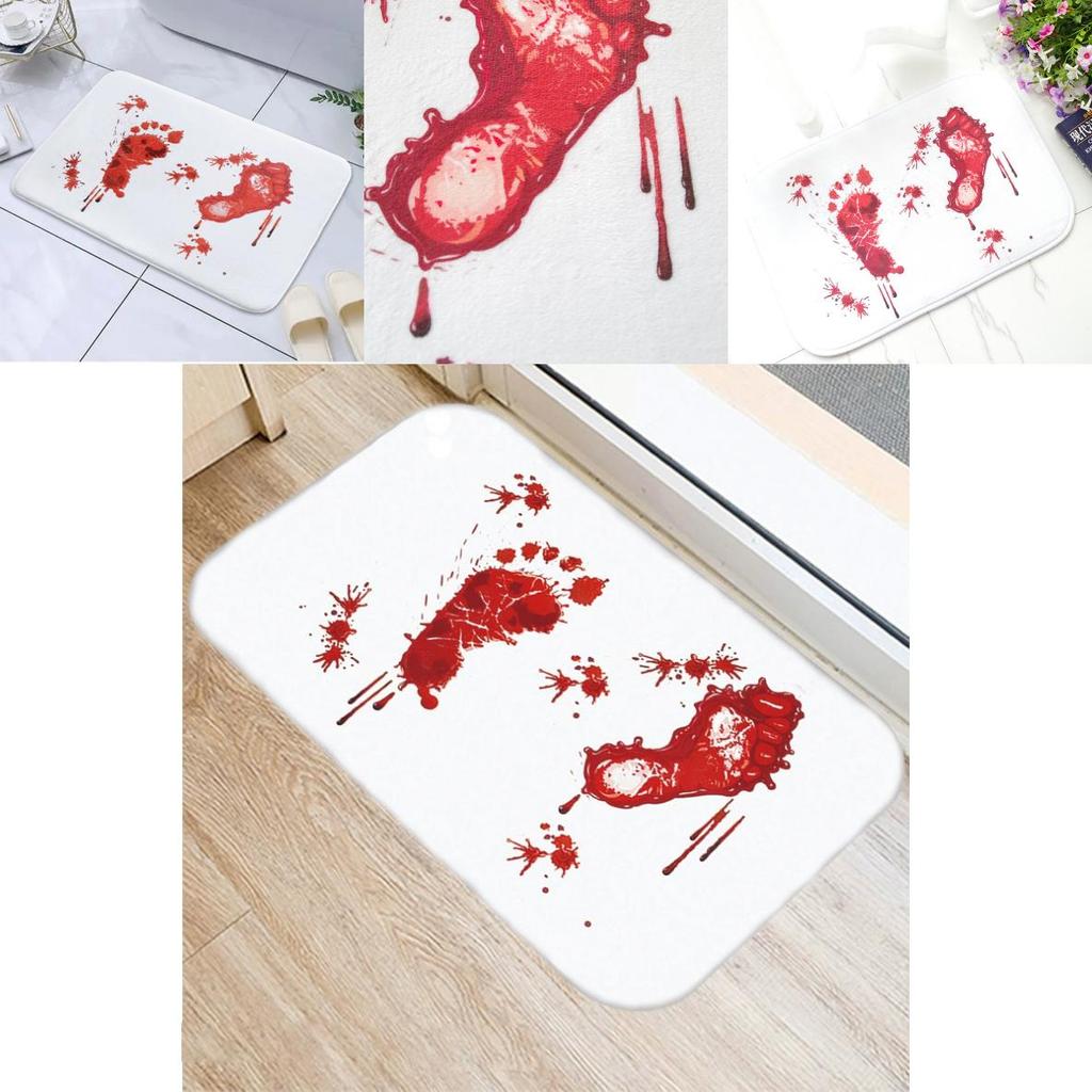 Halloween Cartoon Door Mat With Blood Footprint Pattern For Home Entryway Decor