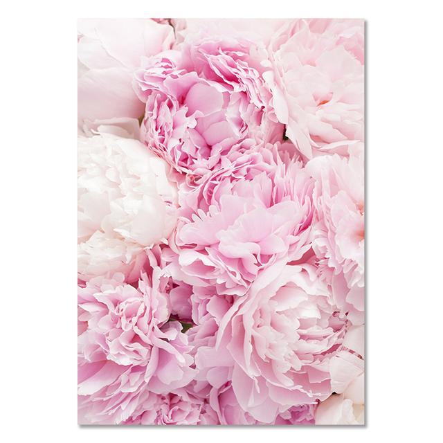 Современное растение, цветок, картина, свежие эстетические декоративные постеры для гостиной, розовый пион, настенная художественная картина, печать плакатов