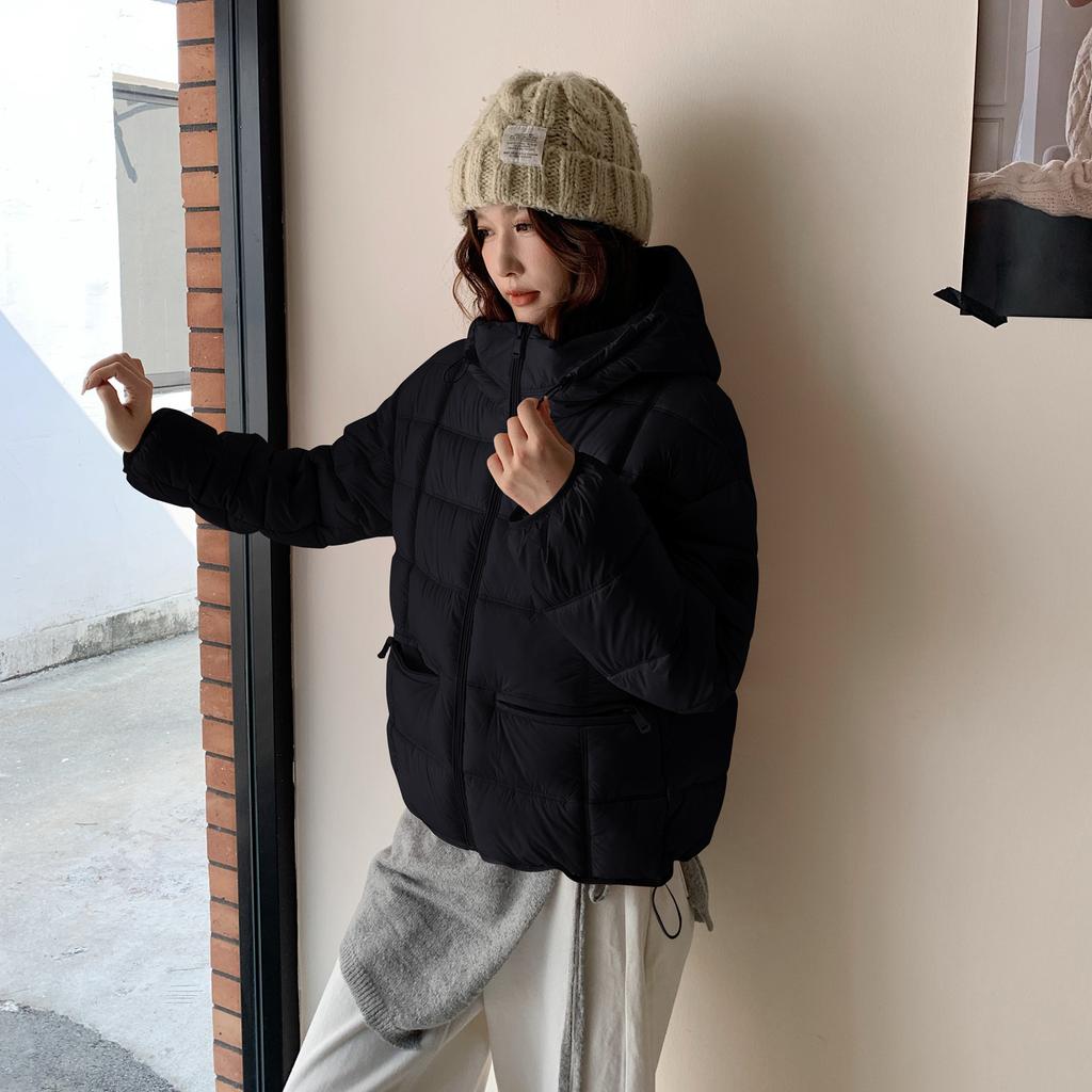 Winter new casual foreign style cold and warm puff cotton clothes women's fashion candy-colored hooded cotton-padded clothes