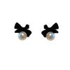 Trendy Butterfly Bow Earrings Pearl And Velvet High Fashion Ear Accessories