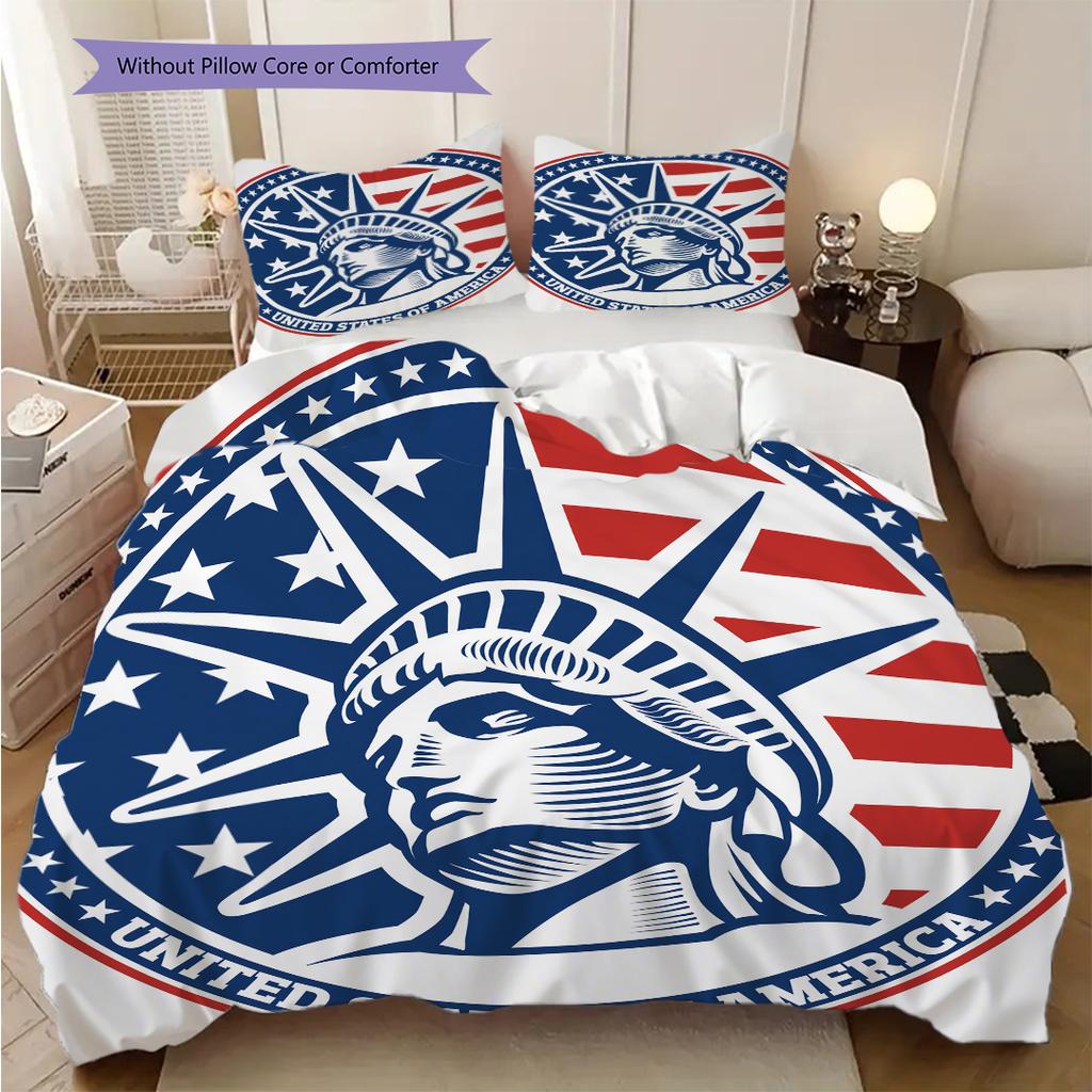 Statue of Liberty, USA bedding, duvet cover, pillowcase, home decoration, birthday gift (1 * duvet cover+2 * pillowcase, coreless)