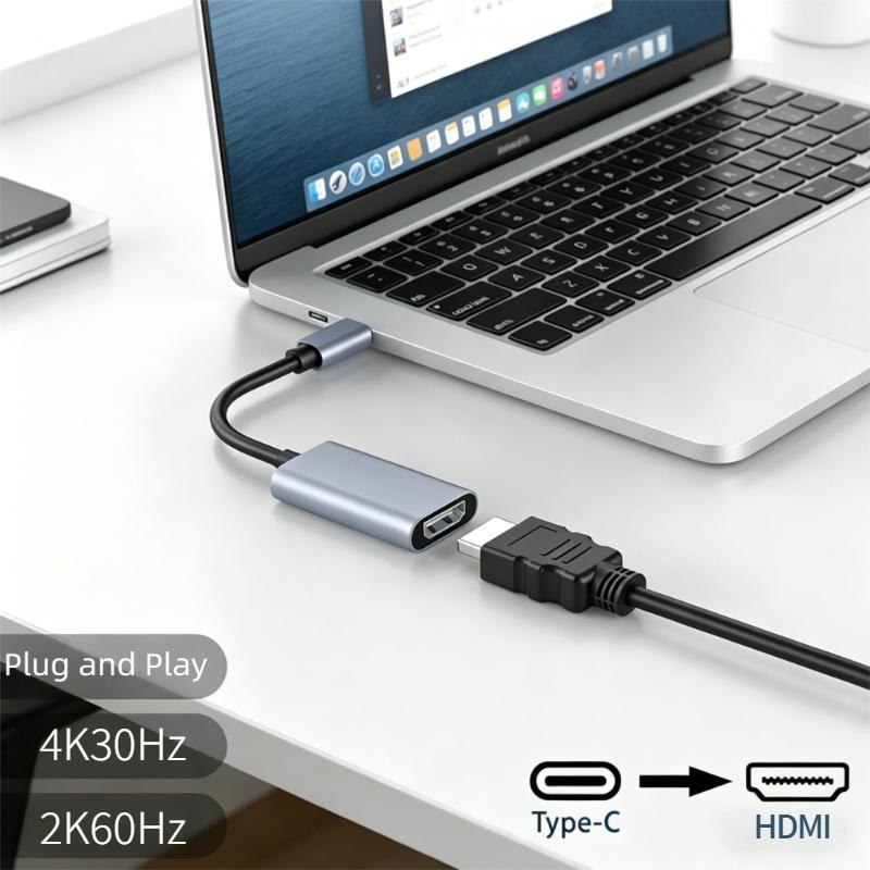 Адаптер USB-C на HDMI 4K, кабель-конвертер USB C USB3.1 Male на HDMI-совместимый Female для ноутбука, iPad, планшета, телевизора, MacBook, Galaxy