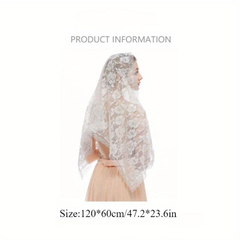 Белый шарф невесты с кружевным цветком, платок на голову, католическая церковь, женская мантилья, кружевная шаль