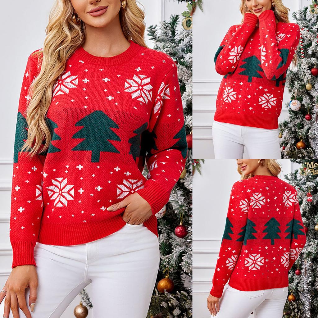 Women's Fashion Santa Claus Pattern Pullover Sweater Loose Lazy Cardigan