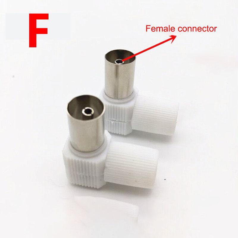 2 шт. RF штекер-мама к телевизору Мужской/гнездовой разъем-адаптер коаксиальный 90 градусов под прямым углом/прямой ТВ/F TV SAT F-TYPE