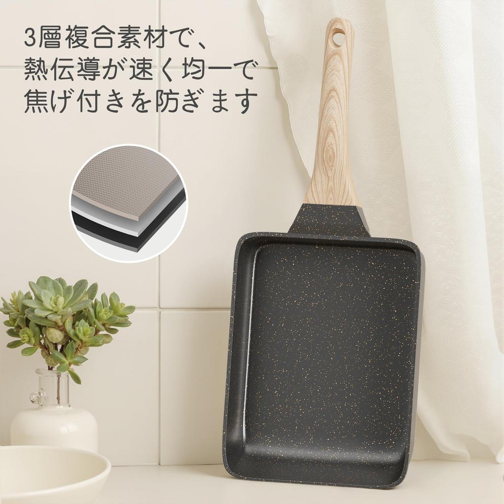 AMPWEEL Омлетная сковорода Индукционная и газовая Керамическая 15 см x Бесплатная сковорода, Совместимая, Покрытие, Антипригарное, 18,5 см, Легкая, Термостойкая ручка, PFOA/PFOS