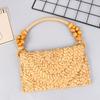 Women  Wooden Bead Rope Bag Strap Wooden Handle Rope Beads Handbag Shoulder Belt Diy Replacement Bag Accessories