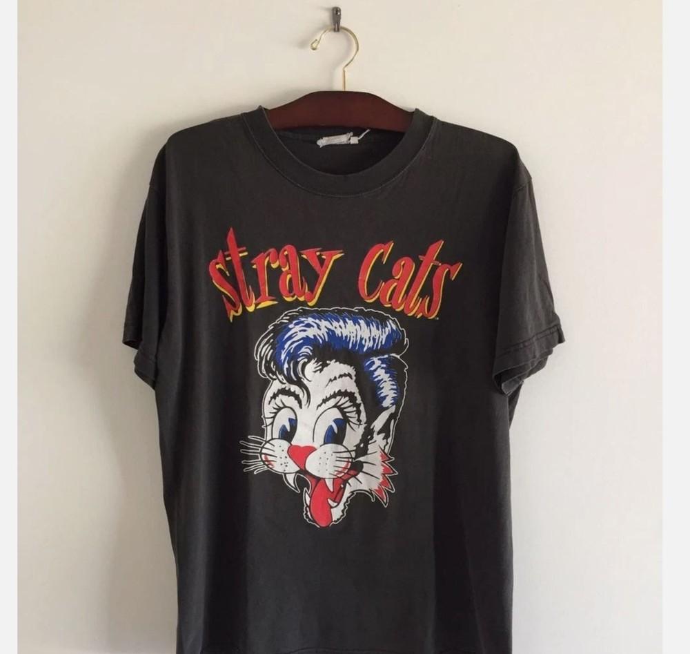 Футболка с принтом Stray Cats Черная Классическая Хлопковая Футболка Унисекс S-5XL Унисекс Футболка