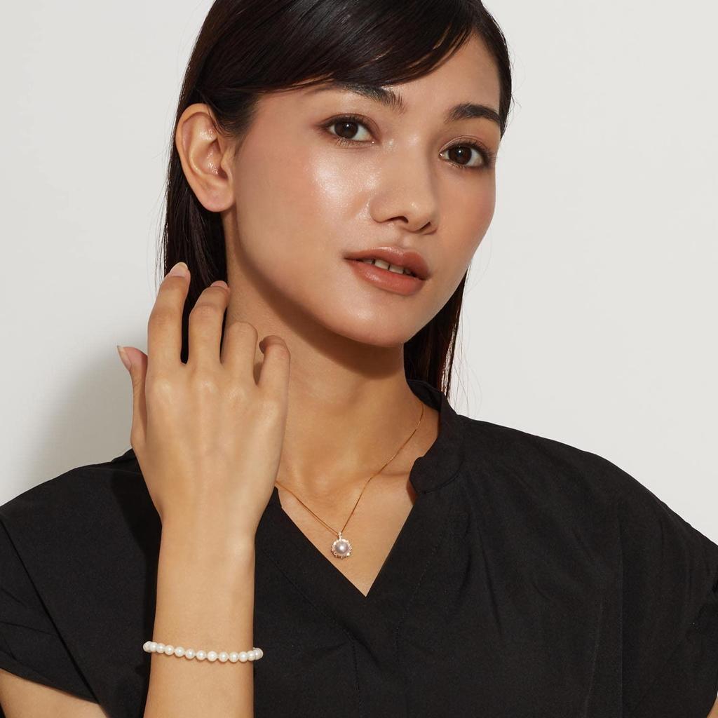 Жемчуг Акойя Бриллиант Золото K18 18K [Lara Christie] Женский 0.3ct lp56-0026-yg