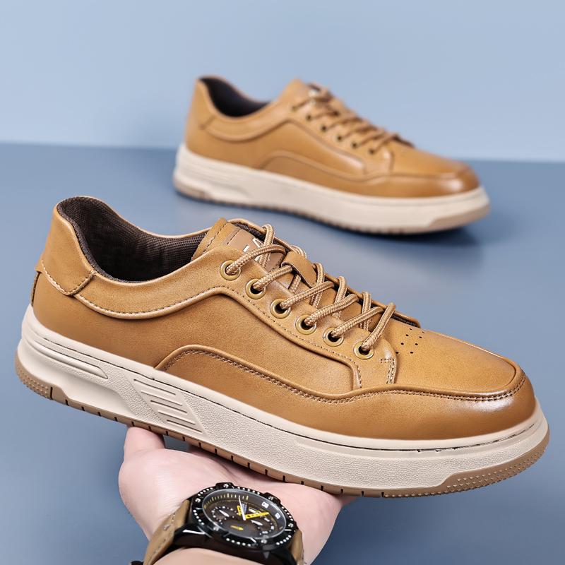 Роскошные 2024 новые мужские противоскользящие вулканизированные туфли на открытом воздухе модные повседневные кожаные туфли ручной работы на плоской подошве классические кроссовки с толстой подошвой