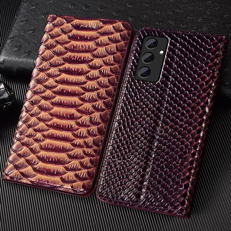 Флип-кейс из натуральной кожи со змеиным принтом для Samsung Galaxy A03 A13 A23 A33 A53 A73 A07 A17 4G 5G Телефон Кошелек Чехлы