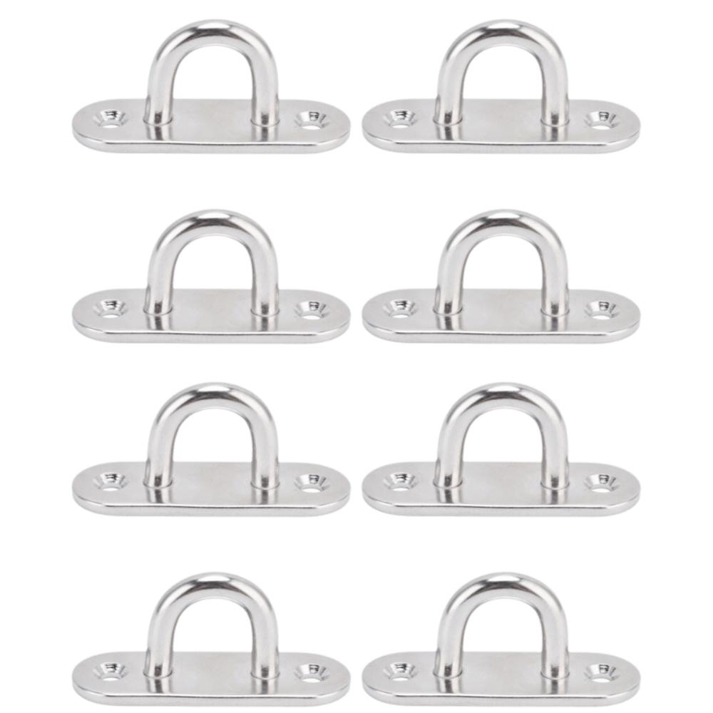 8pcs Strip Type Pad Eye Plate Enclosed Hook Wall Mount Hangers Heavy Duty Ceiling Hooks Outdoor