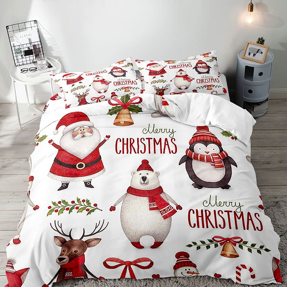 Cute Penguin Duvet Cover Animal Pattern Bedding Collection Comforter Cover For Boys Girls Kids Room Decor Full Size With 2 Pillow Case