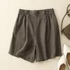 DIMANAF Большой размер 2025 Женские шорты Брюки Летние Свободные Короткие Базовые Льняные С Высокой Посадкой Однотонные Брюки Эластичная Талия