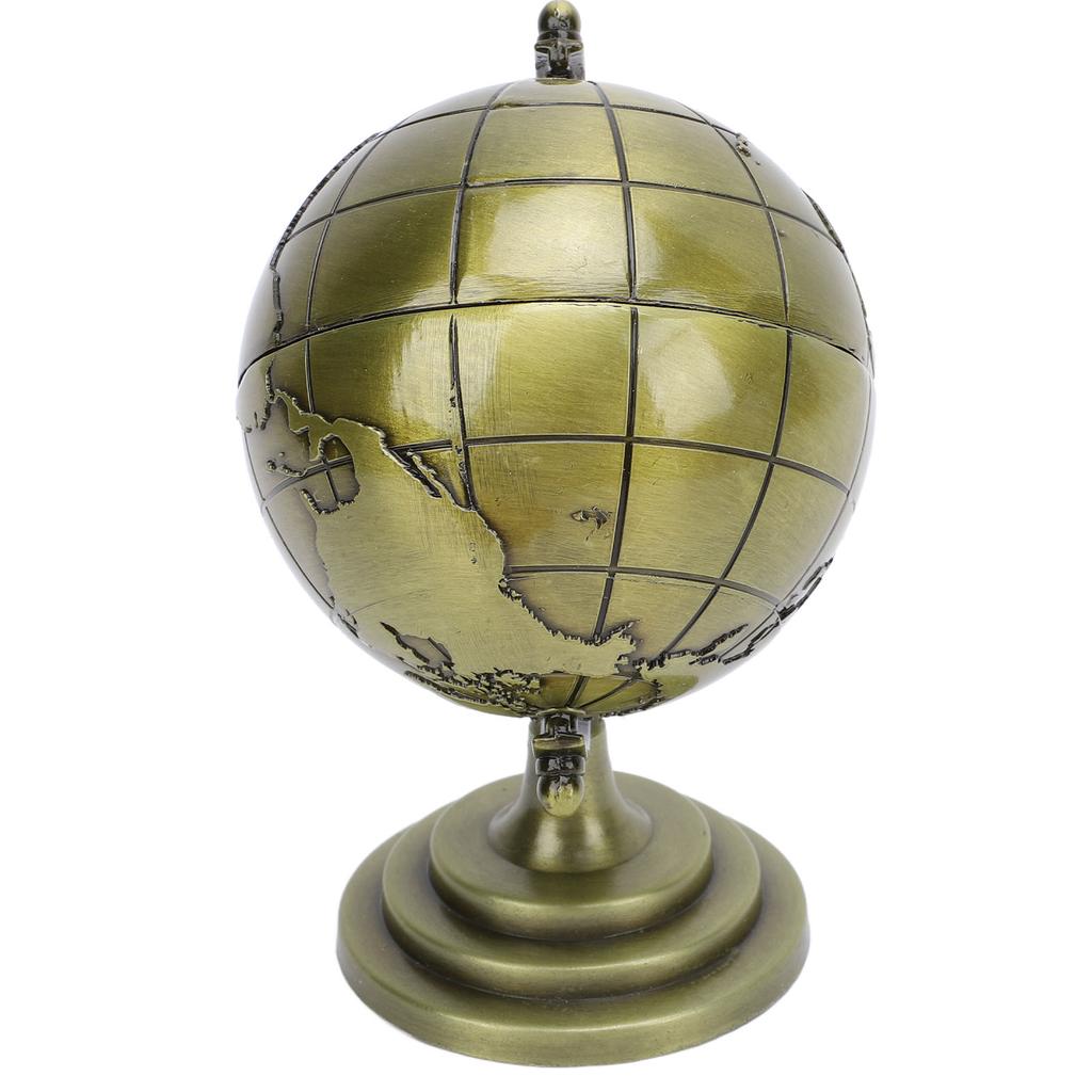 World Globe Alloy Metallic Luster and Texture 360 Degrees Rotating Educational Globe for Office Study