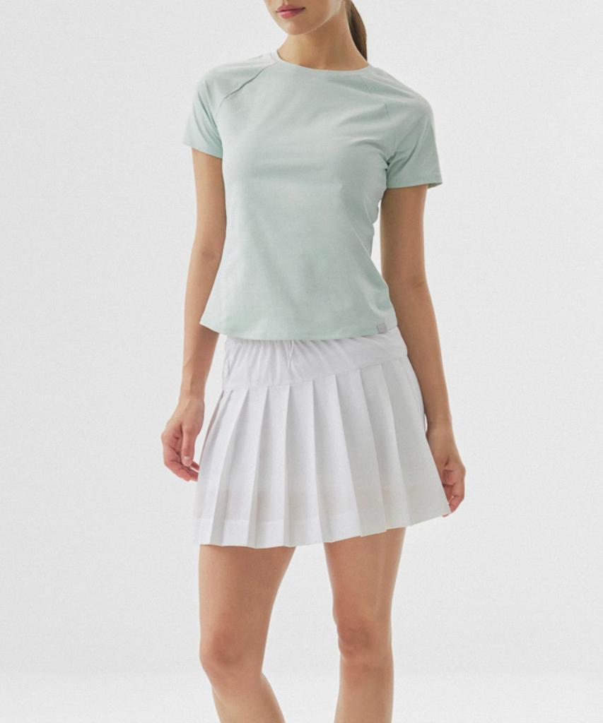 Slow Play Mesh Pleated Skirt (White)