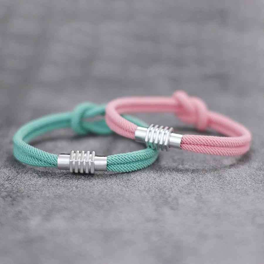 Noter Stylish Concentric Knot Bracelet Men Women Valentine Day Braclet Grade A 4mm Cord Chain Braslet Magnet Buckle Pulsera Tela