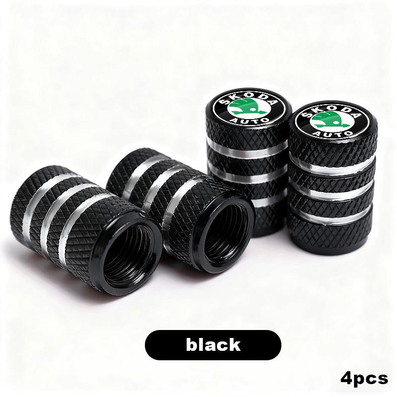 HRQB8 Car Tire Valve Stems Cap Aluminum Tyre Wheel Stem Air Valve Cover Airdust ForSkoda Fabia Octavia Kamiq Superb Rapid Citigo Scale