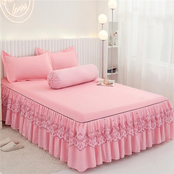 2024 New Luxury Lace Bed Skirt Mattress Cover 3PCS Bed Sheet With 2 Pillowcases Bedspread Fitted Sheet Bedding Set