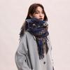 New Autumn and Winter Atmosphere Plaid Fringed Warm Scarf Men and Women Couples Thickened Long Scarf Gift