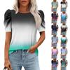 Женские повседневные топы с коротким рукавом и круглым вырезом с принтом, туники, рубашки, летняя одежда