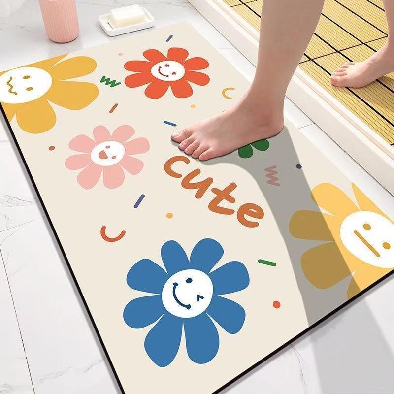 Bathroom Super Absorbent Floor Mat Doormat Anti Slip Soft Diatomite Mud Floor Mat Easy To Clean Door Mat
